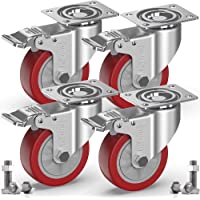 GBL - 4 Ruedas para Muebles + Tornillos 600KG | 100mm Ruedas Giratorias- Rueda Pivotantes- Ruedas Con Freno Industrial…